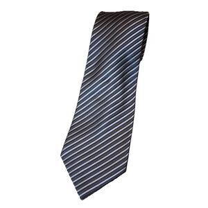 Donald J. Trump Tie Signature Collection Striped Mens Necktie Silk Black Gray